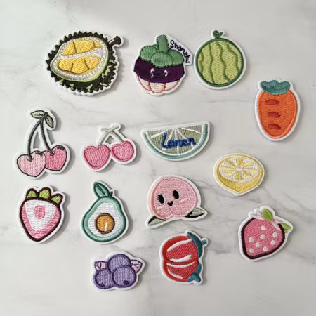 Tygmärken Frukt & Grönt – 14-pack Broderade Märken