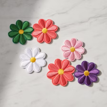 Tygmärken Blommor – Små Färgglada Märken (6-pack)