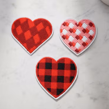 Rutig Kärleksmix – Tygmärken Hjärtan (3-pack)