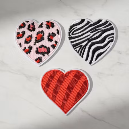 Djurmönstrade Hjärtan – Tygmärken Hjärtan (3-pack)