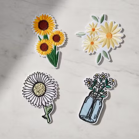 Blomsterbukett – Tygmärken Blommor (4-pack)