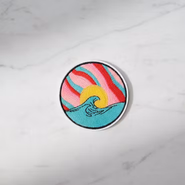 Surf & Solnedgång – Tygmärken Hav (4-pack)