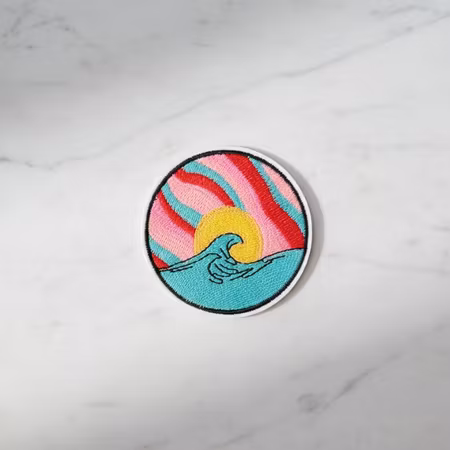 Surf & Solnedgång – Tygmärken Hav (4-pack)
