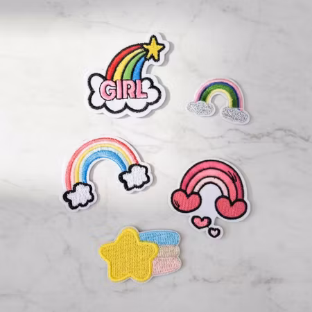 Girl – Tygmärken Regnbågar & Stjärna (5-pack)