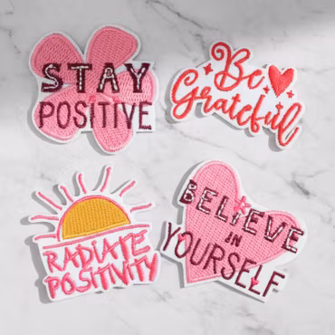 Stay Positive – Tygmärken Pepp & Glädje (4-pack)