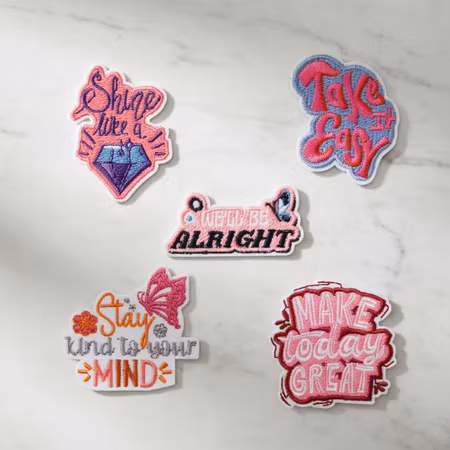 Shine Diamond – Tygmärken med budskap (5-pack)