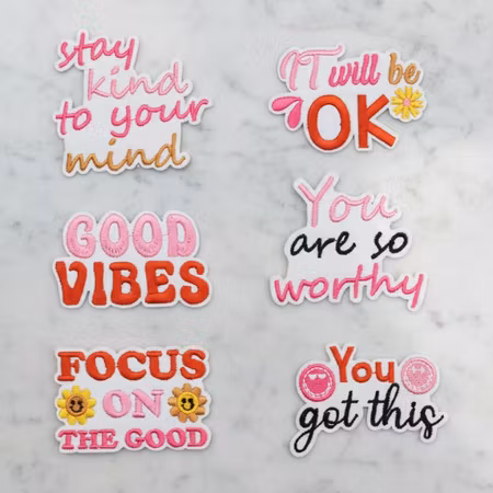 Positive Mindset – Tygmärken med budskap (6-pack)
