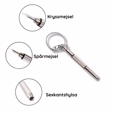 3-i-1 Miniskruvmejsel för Glasögon & Elektronik (Nyckelring)