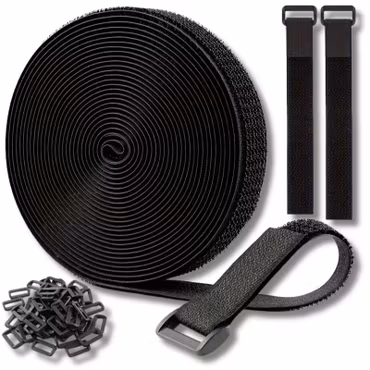Kraftigt Kardborreband med Spännen - 2,5 meter 10-pack spännen