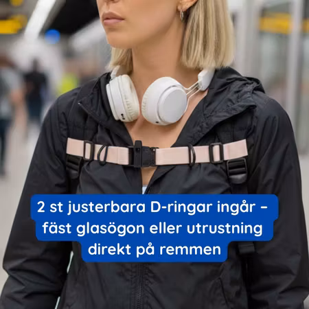 Justerbar bröstrem till ryggsäck med visselpipa och 2st d-ringar