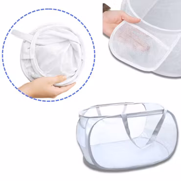 Vikbar pop-up tvättkorg i mesh - 76 liter