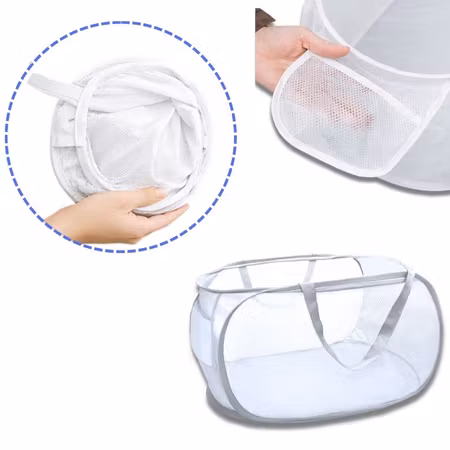 Vikbar pop-up tvättkorg i mesh - 76 liter