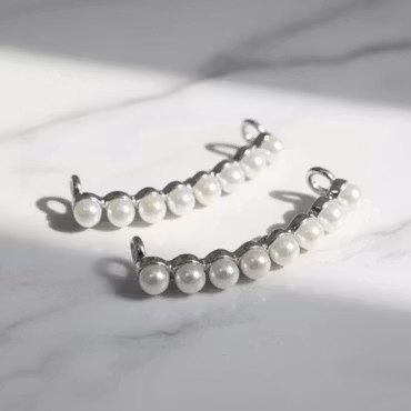 Skosmycke - Silverbåge med 8 pärlor (säljs parvis)