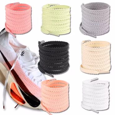 Tandade Löparskosnören (Sawtooth) 120cm – platta med flätade kanter