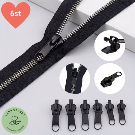 Universal löpare för dragkedja 6-pack - Reparationskit för blixtlås