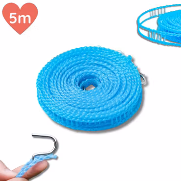 Blå tvättlina 5 meter med stegdesign – 1-pack eller 3-pack