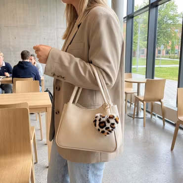 Leopardmönstrat fluffigt hjärta Bag Charm