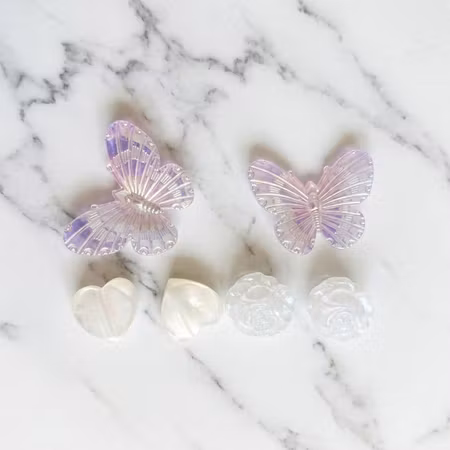 Butterfly, Hearts & Roses charms till skor med hål 6-pack