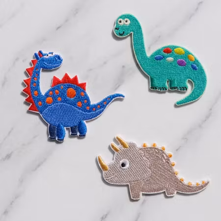 Självhäftande tygmärken Dino Mix 3-pack – broderade märken