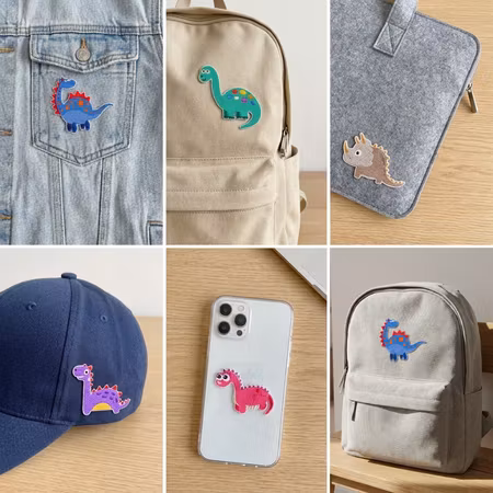 Självhäftande tygmärken Dinosaurier 9-pack – broderade märken