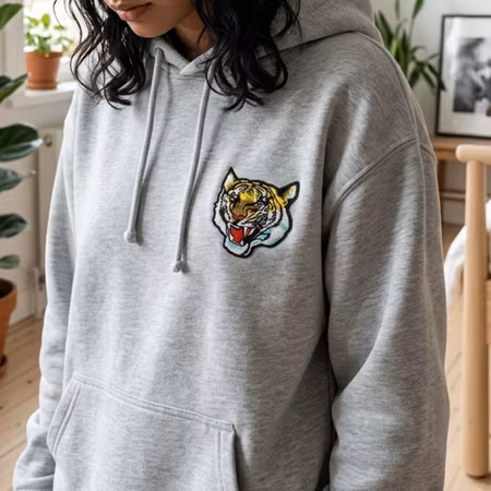 Tygmärke Morrande tigeransikte – broderat strykmärke