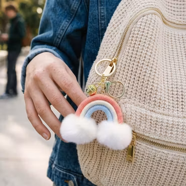 Rainbow Fluffy Cloud Bag Charm