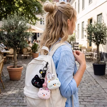 Cat Face Bell i plysch – 3 varianter Bag Charm