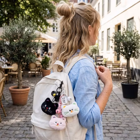 Cat Face Bell i plysch – 3 varianter Bag Charm