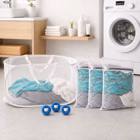 Tvättpaket Mini - Tvättkorg, 3 Tvättpåsar & 3 Tvättbollar