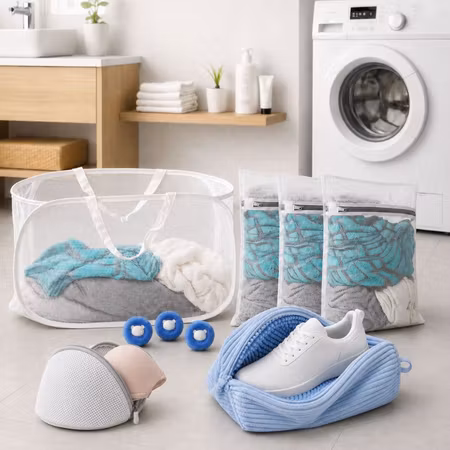 Tvättpaket Large – komplett tvättset med tvättkorg, tvättpåsar & tvättbollar