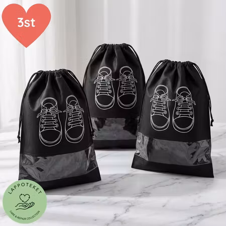 Skopåsar med fönster 3-pack – för resa, gym och förvaring