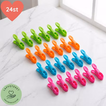 Färgglada klädnypor – tvättklämmor för färgkodning och sortering 24-pack & 48-pack