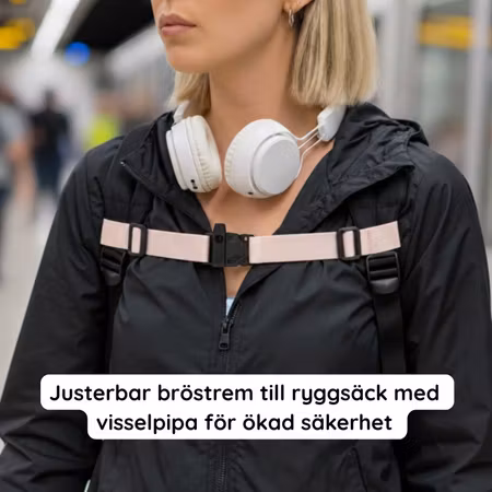 Justerbar bröstrem till ryggsäck med visselpipa för säkerhet