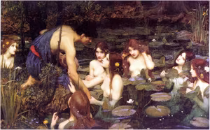 HYLAS OCH NYMFER av JOHN WATERHOUSE
