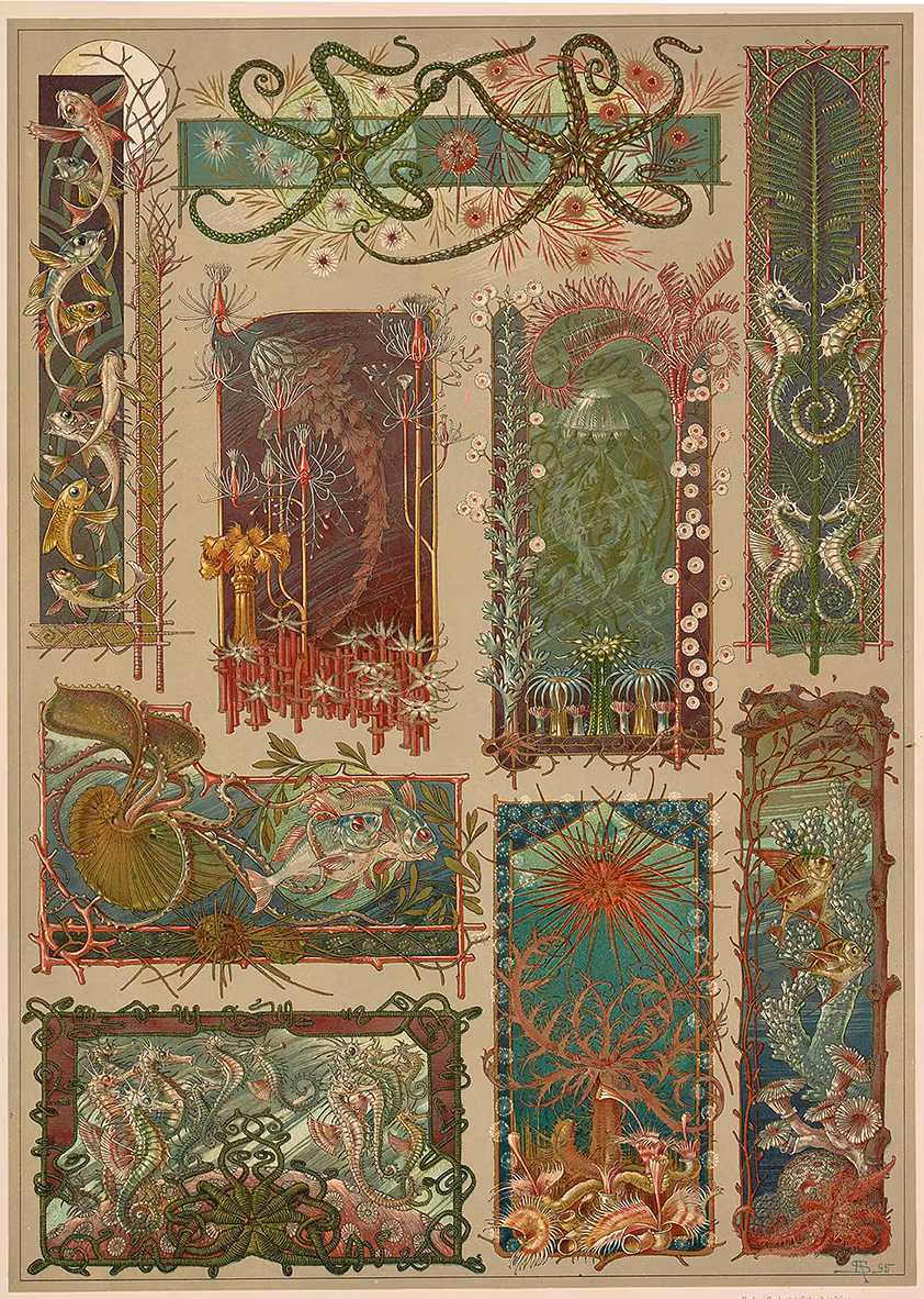 ANEMONER OCH MANETER Jugend Ornament SEDER