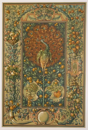 PÅFÅGEL OCH FRUKTER Jugend Ornament SEDER