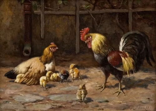 UTMANAREN av WILLIAM BAPTISTE BLAIR Kyckling OLJETRYCK