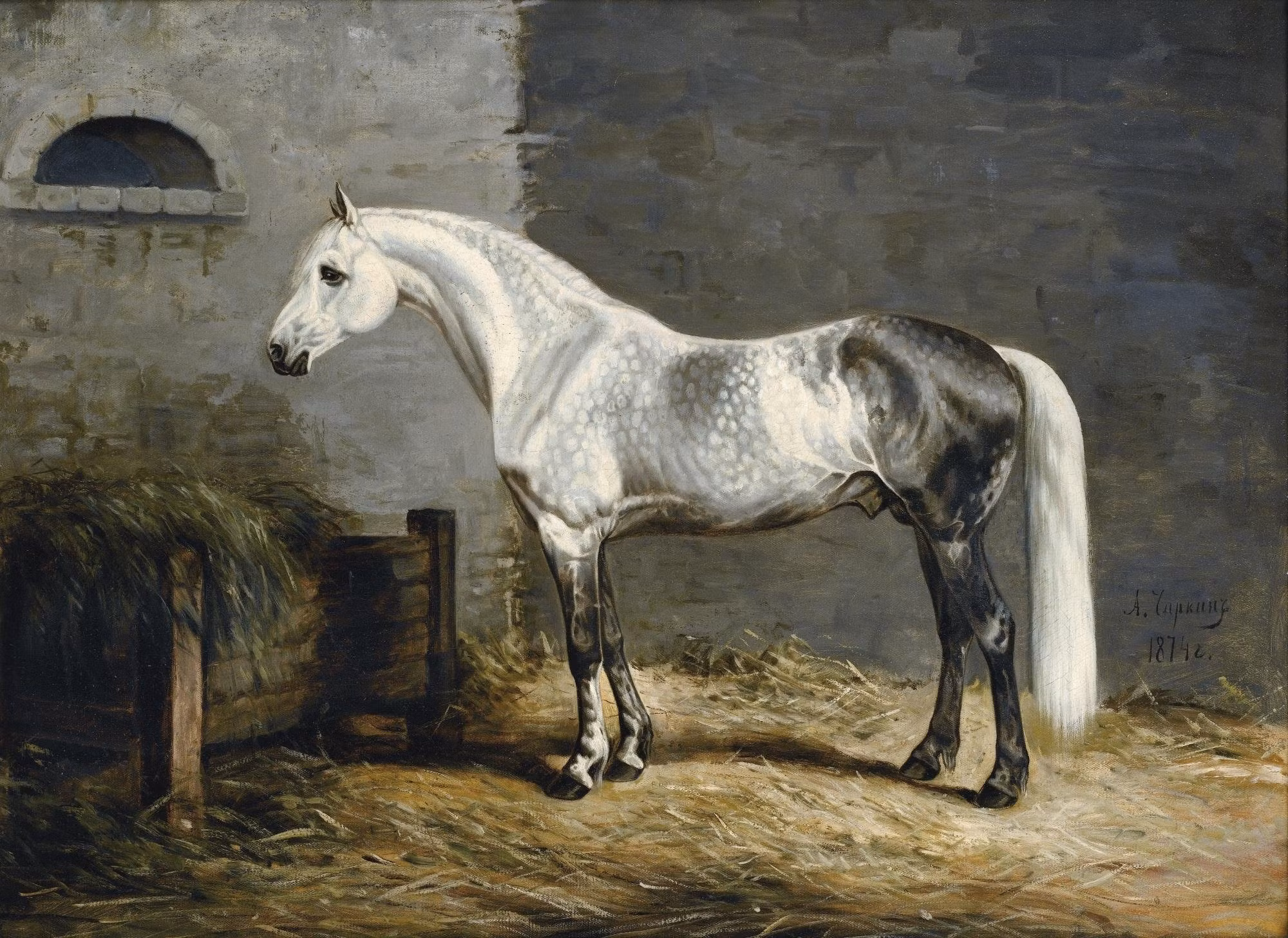 HÄSTEN GRANIT av ALEXANDER CHIRKIN Oljetryck