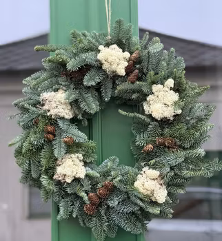 Dörrkrans med vit mossa