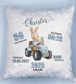 Fødselspute - Kanin på traktor