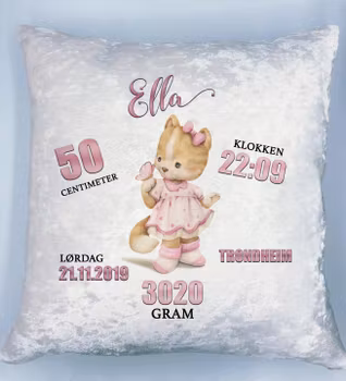 Fødselspute - Katt med sommerfugl