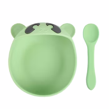 Babyskål med skje- Grønn