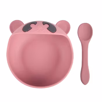 Babyskål med skje- Rosa