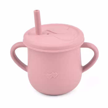 Babykopp med sugerør- Rosa