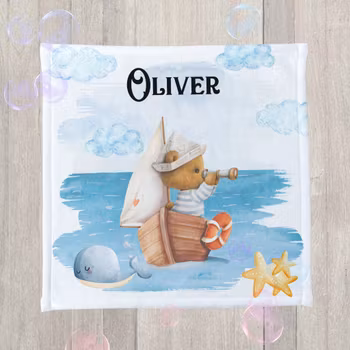 Vaskeklut - bamse i båt