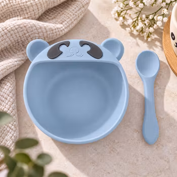 Babyskål med skje- Blå