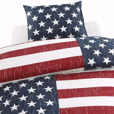 United States Flagga Bäddset Blå/Röd Enkeltäcke 150x210 Borganäs of Sweden