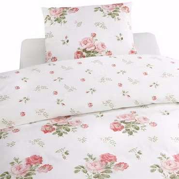 New Dawn Bäddset Blommor Rosa Enkeltäcke 150x210 Borganäs of Sweden