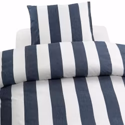 Block Stripe Bäddset Blå Randigt Enkeltäcke 150x210 Borganäs of Sweden