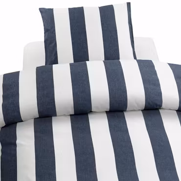 Block Stripe Bäddset Blå Randigt Enkeltäcke 150x210 Borganäs of Sweden